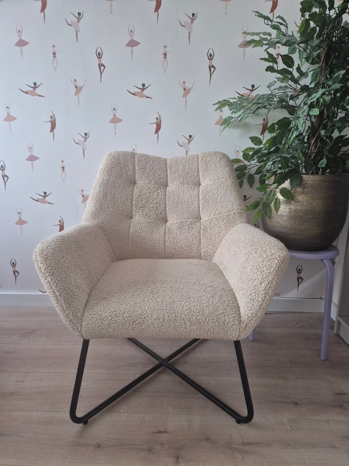 Comfortabele fauteuil in teddy stof - Zo goed als nieuw, Ophalen, 75 tot 100 cm, Zo goed als nieuw, Modern, Teddy