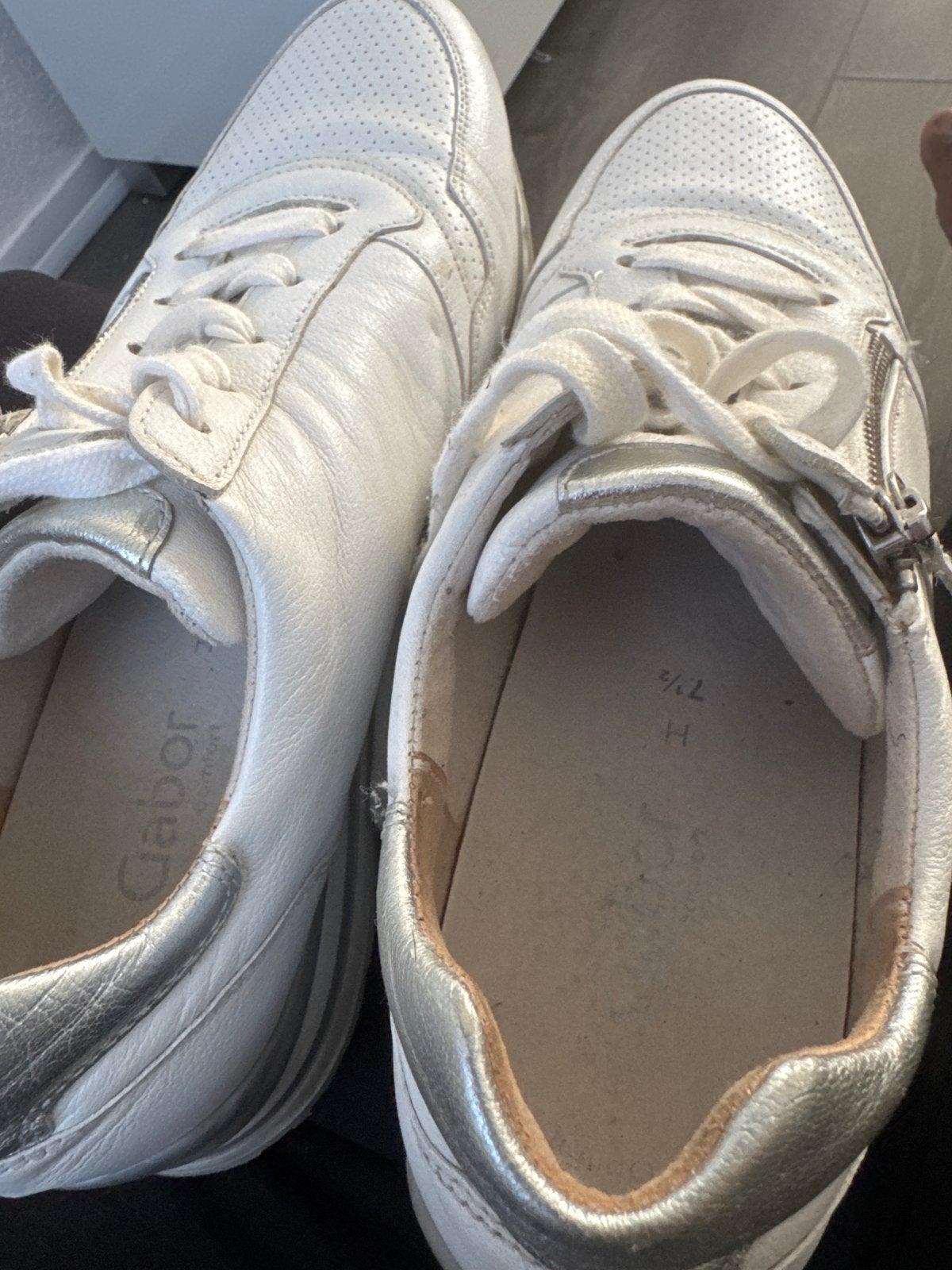 Gabor Comfort witte sneakers met rits en veters, Ophalen of Verzenden, Gedragen, Wit, Sneakers of Gympen