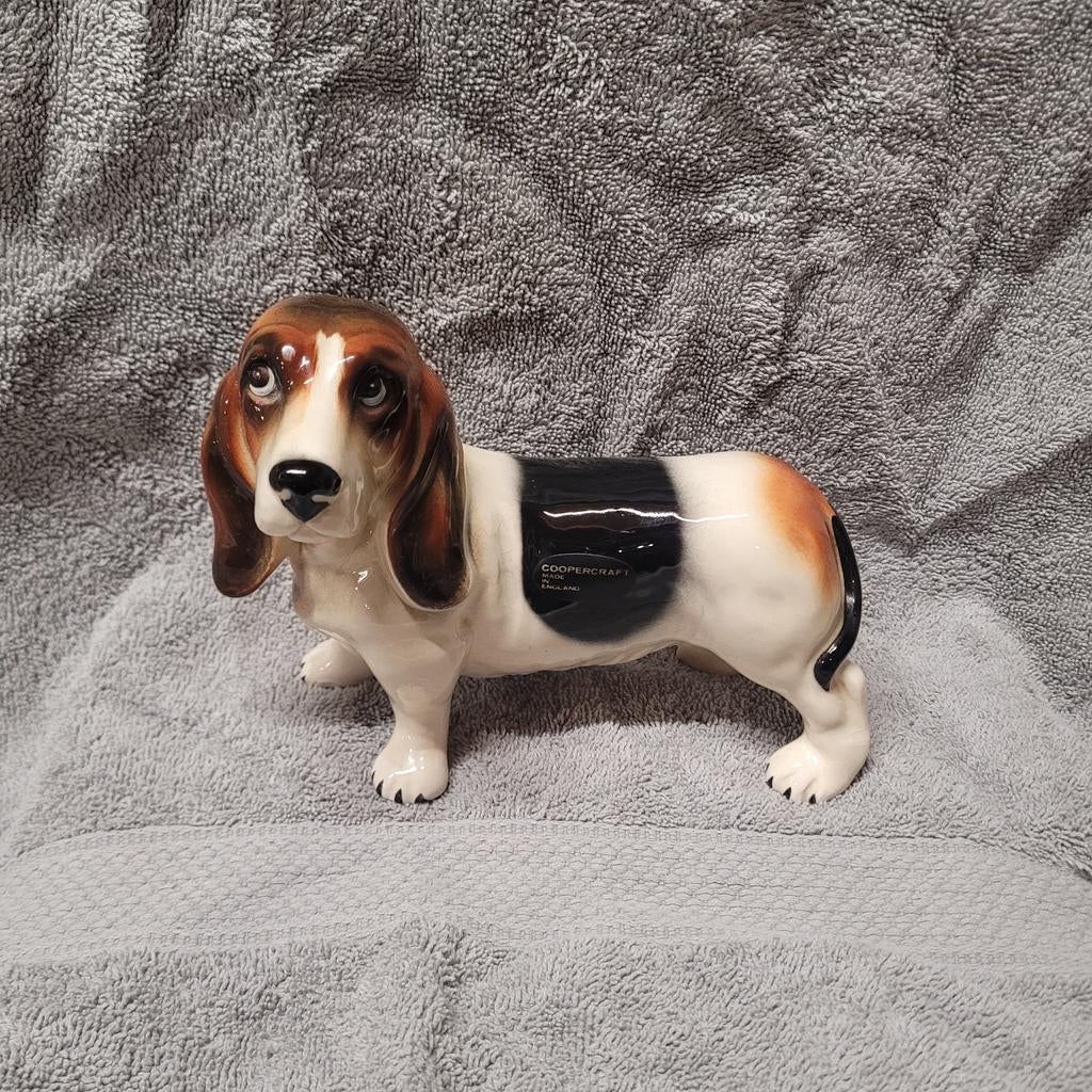 Vintage CooperCraft Engeland Basset Hound Beeldje, Verzamelen, Ophalen of Verzenden, Gebruikt, Hond of Kat, Beeldje of Figuurtje