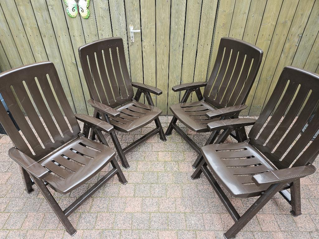 6 Kunststof tuinstoelen / standenstoelen Jardin verstelbaar, Ophalen of Verzenden, Gebruikt, Kunststof, Verstelbaar