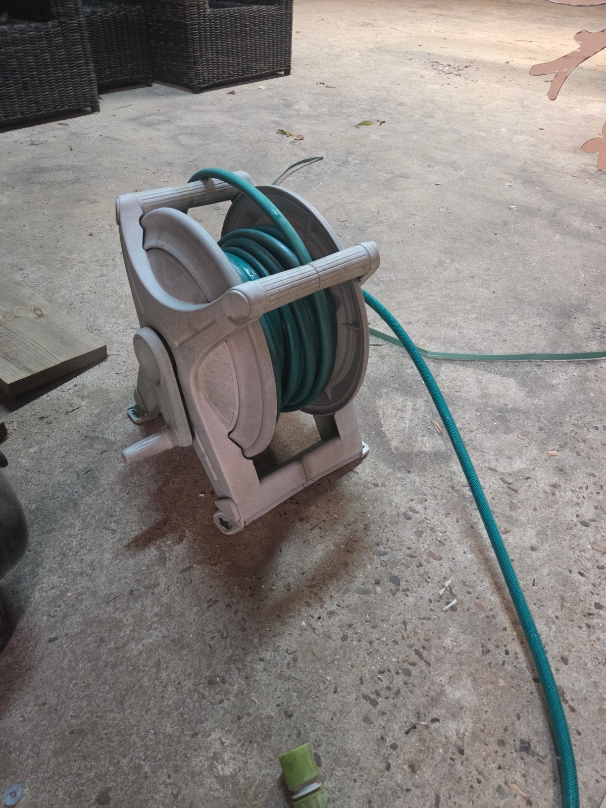 Tuinslang met haspel, Ophalen, Gebruikt, Tuinslanghaspel