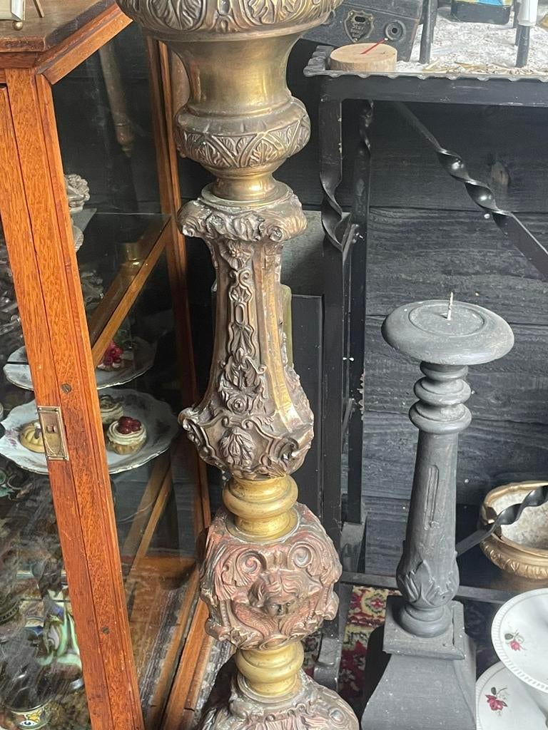 Koperen kerk kandelaar 103 cm, Ophalen of Verzenden