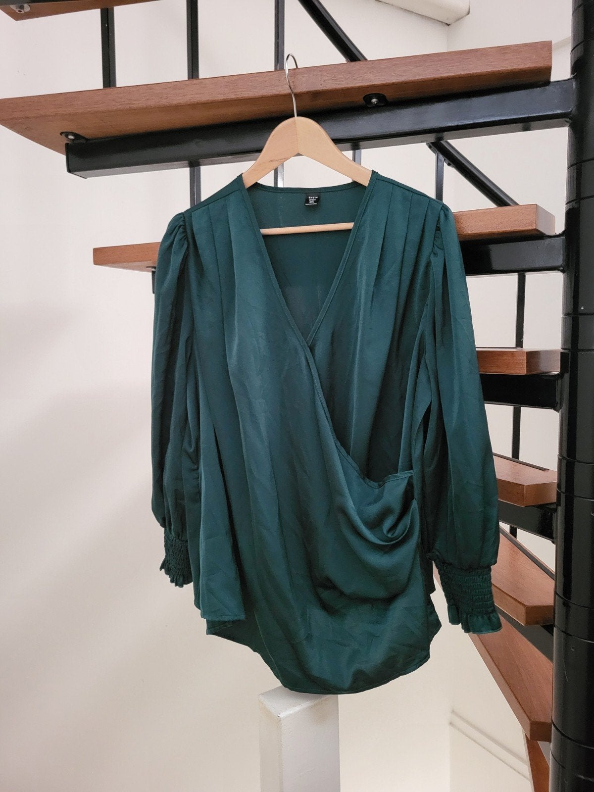 Shein Curve OXL Groene Blouse met Lange Mouwen, SHEIN Curve, Maat 46/48 (XL) of groter, Ophalen of Verzenden, Zo goed als nieuw