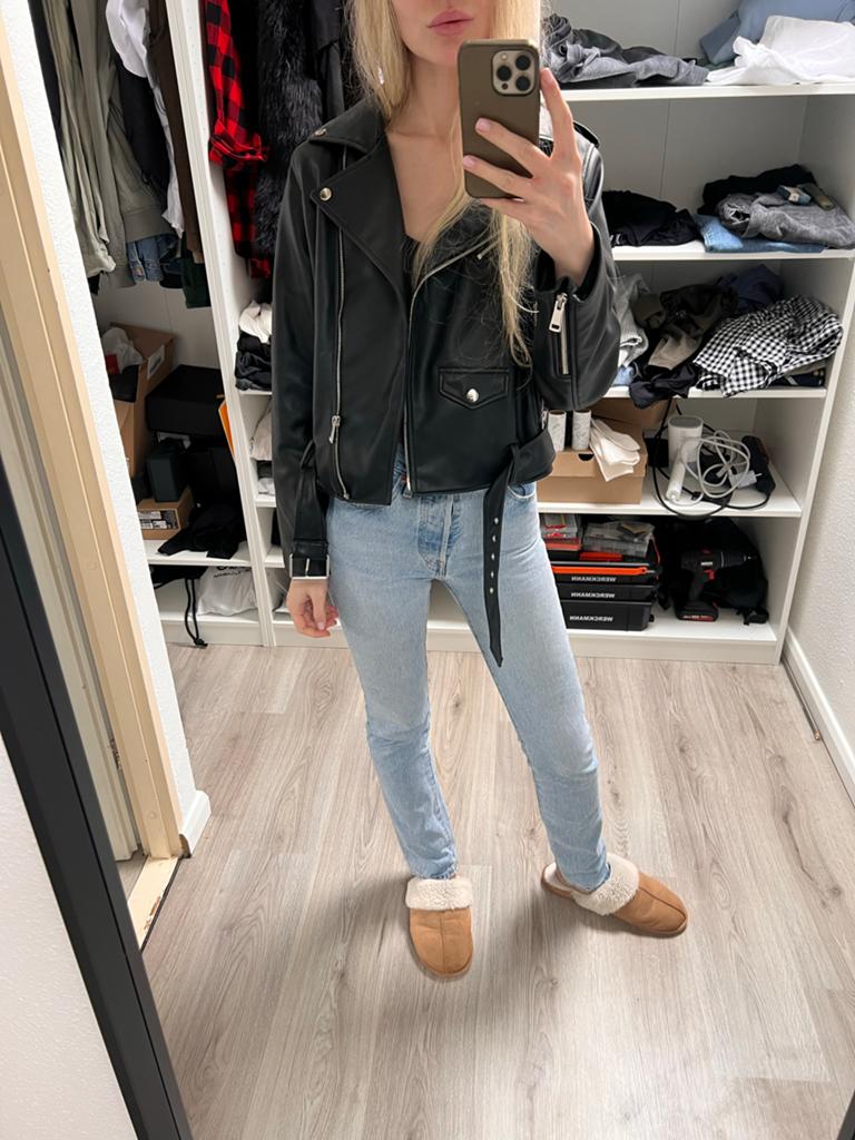 Zara Faux Leren Jas Maat L, Ophalen of Verzenden, Gedragen, Maat 42/44 (L), Zwart