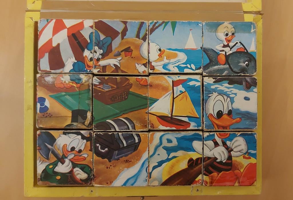 Vintage Mickey Mouse Picture Cubes Blokkenpuzzel, Ophalen of Verzenden, 10 tot 50 stukjes, Gebruikt, 4 tot 6 jaar