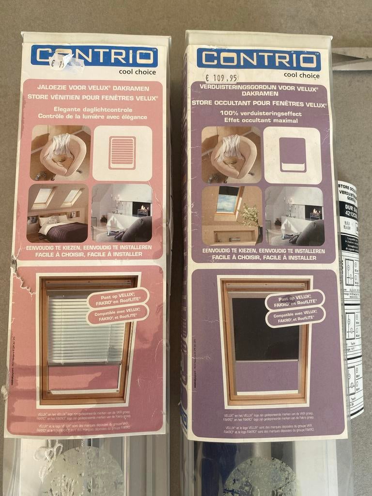 Verduisteringsgordijnen voor Velux dakraam, blauw en wit, Ophalen, Blauw, Nieuw, 50 tot 100 cm