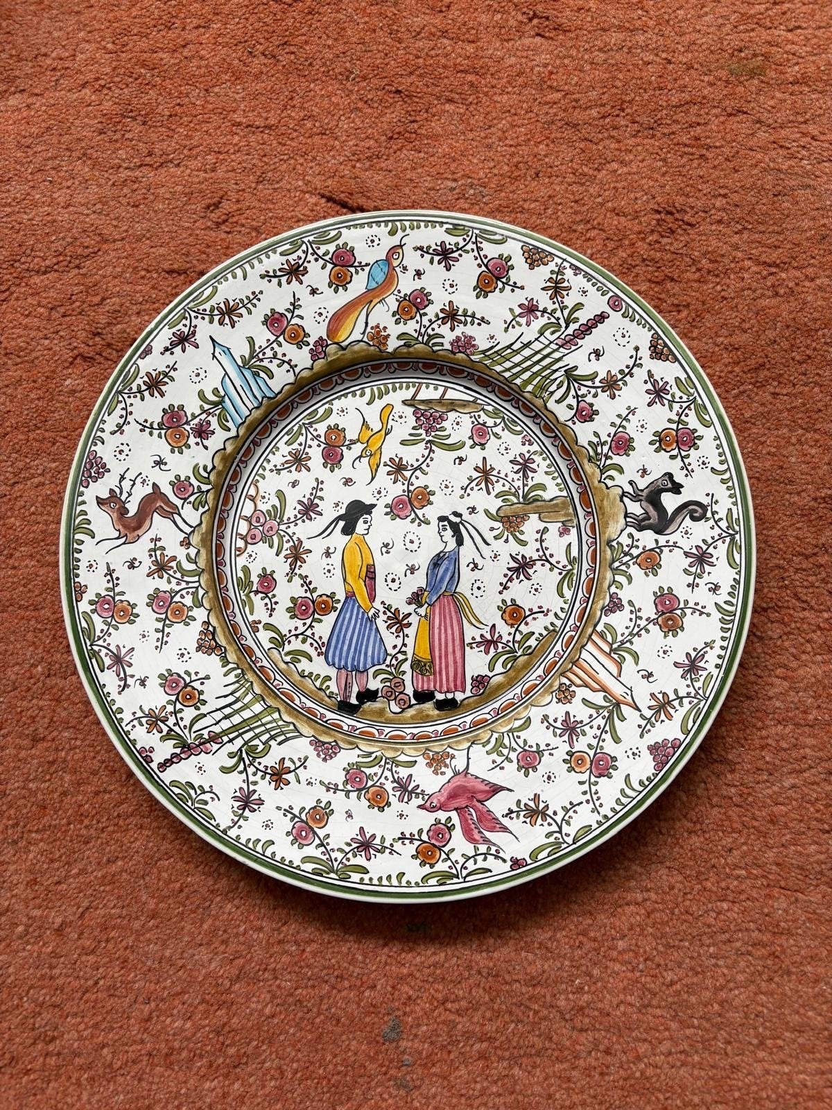 Set van 2 handgeschilderde decoratieve borden, Antiek en Kunst, Ophalen of Verzenden