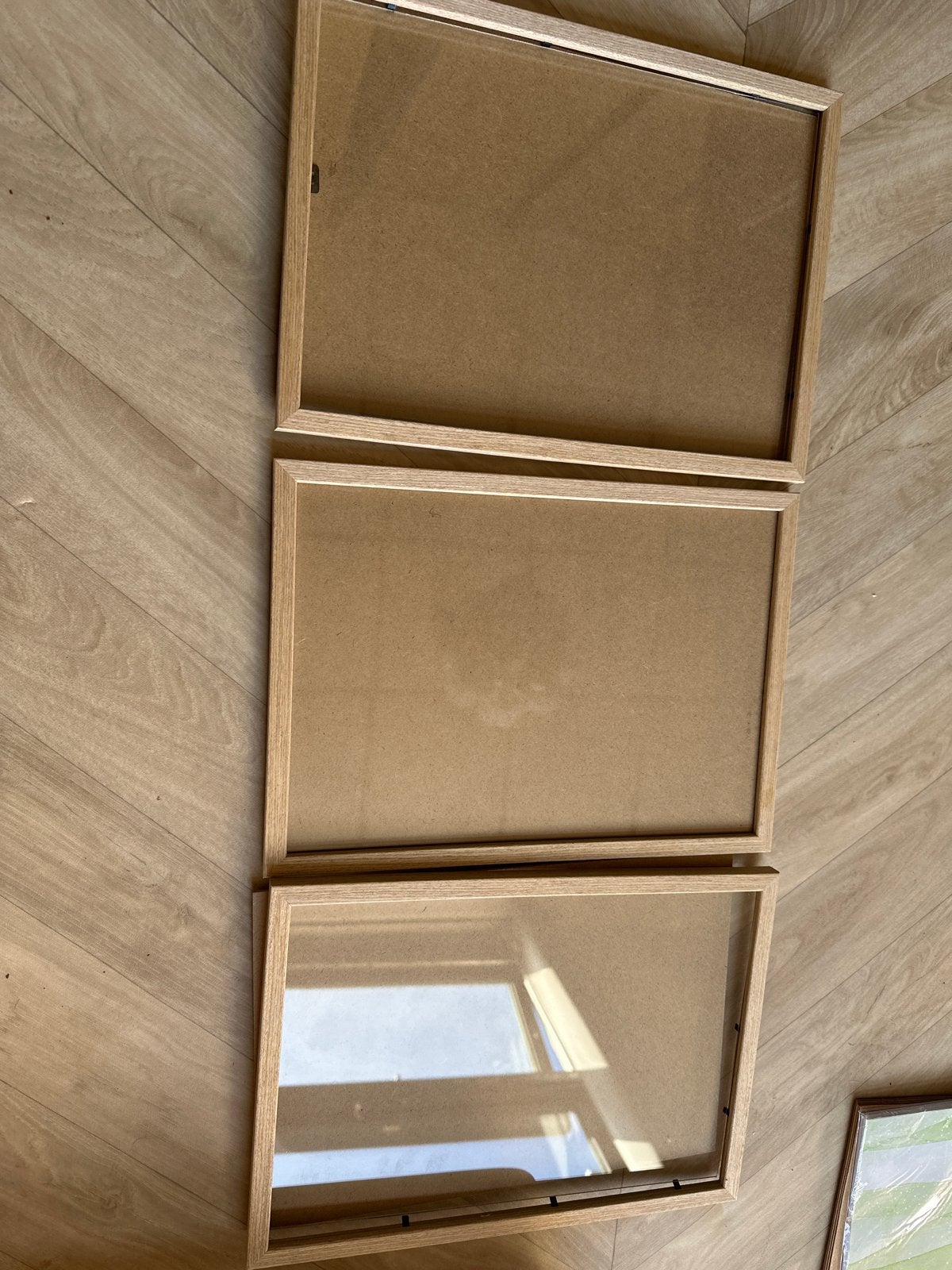 Set van 3 houten fotolijsten met glas, Bruin, Ophalen of Verzenden, Zo goed als nieuw, Fotolijst
