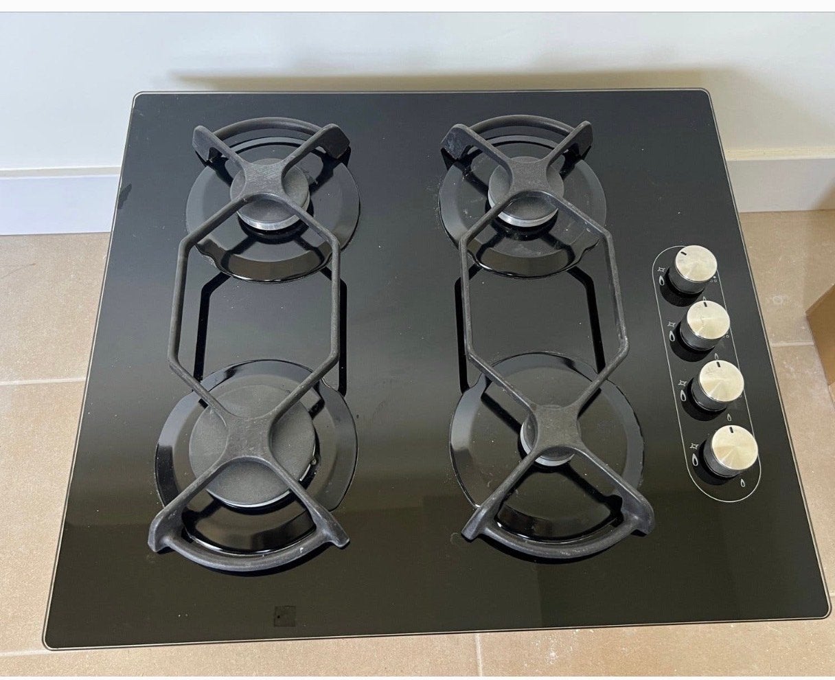 IKEA Inbouw Gaskookplaat - Zwart Glas 4 Pitten, Gebruikt, 60 cm of meer, Inbouw, Gas