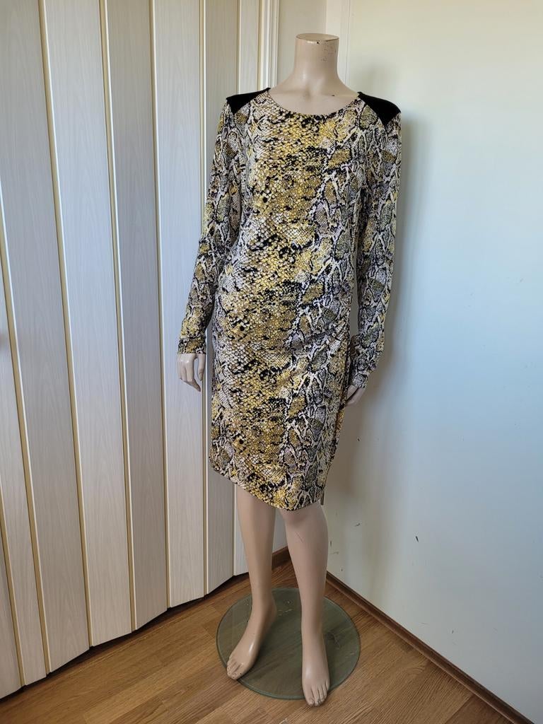 Vanilia jurk midi slangenprint maat 40/L, Kleding | Dames, Maat 38/40 (M), Vanilia, Geel, Ophalen of Verzenden
