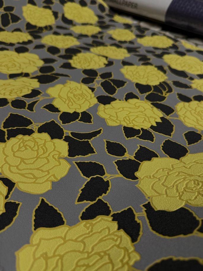 BN Wallcoverings Bloemenbehang Geel Zwart, Ophalen of Verzenden, Minder dan 10 m², Geel