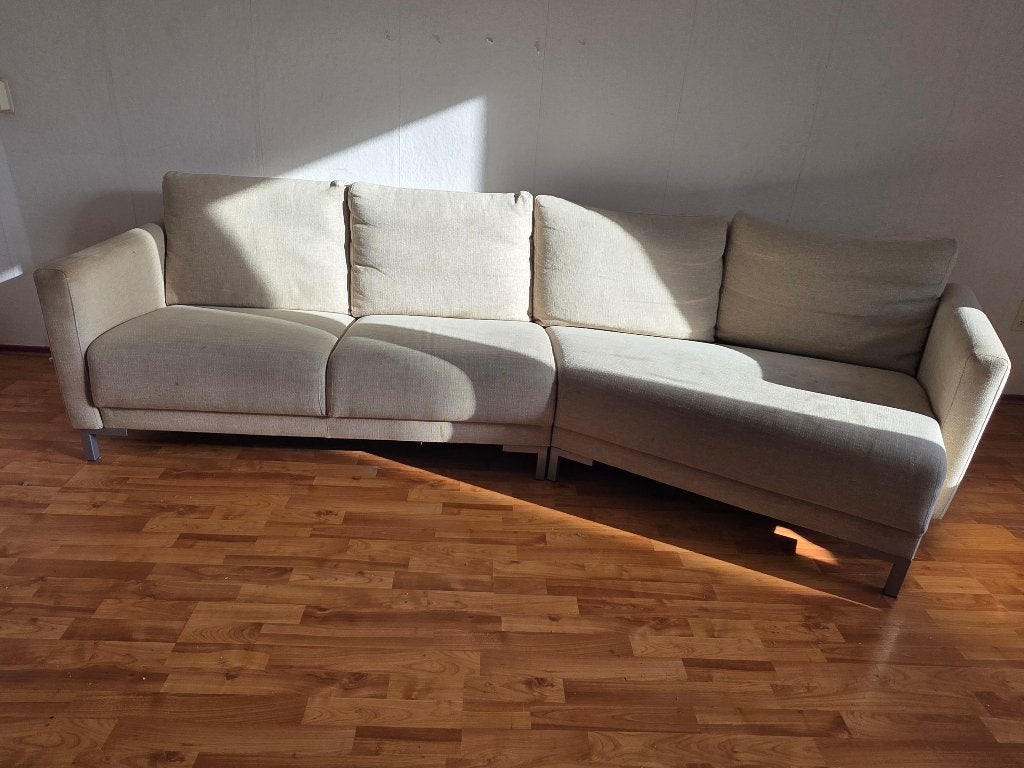 Montèl hoekbank beige (Wageningen), Ophalen, Gebruikt, 125 tot 150 cm, Hoekbank