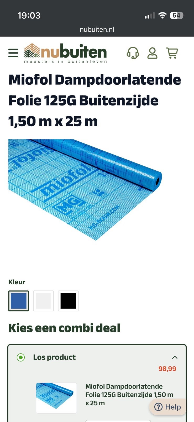 Miofol dampdoorlatende folie, Ophalen, Nieuw, 15 m² of meer, Folie