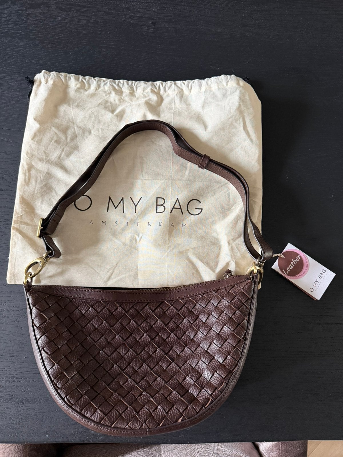 O My Bag Amsterdam Leo Woven, Sieraden, Tassen en Uiterlijk, Tassen | Damestassen, Ophalen of Verzenden, Nieuw, Bruin, Handtas