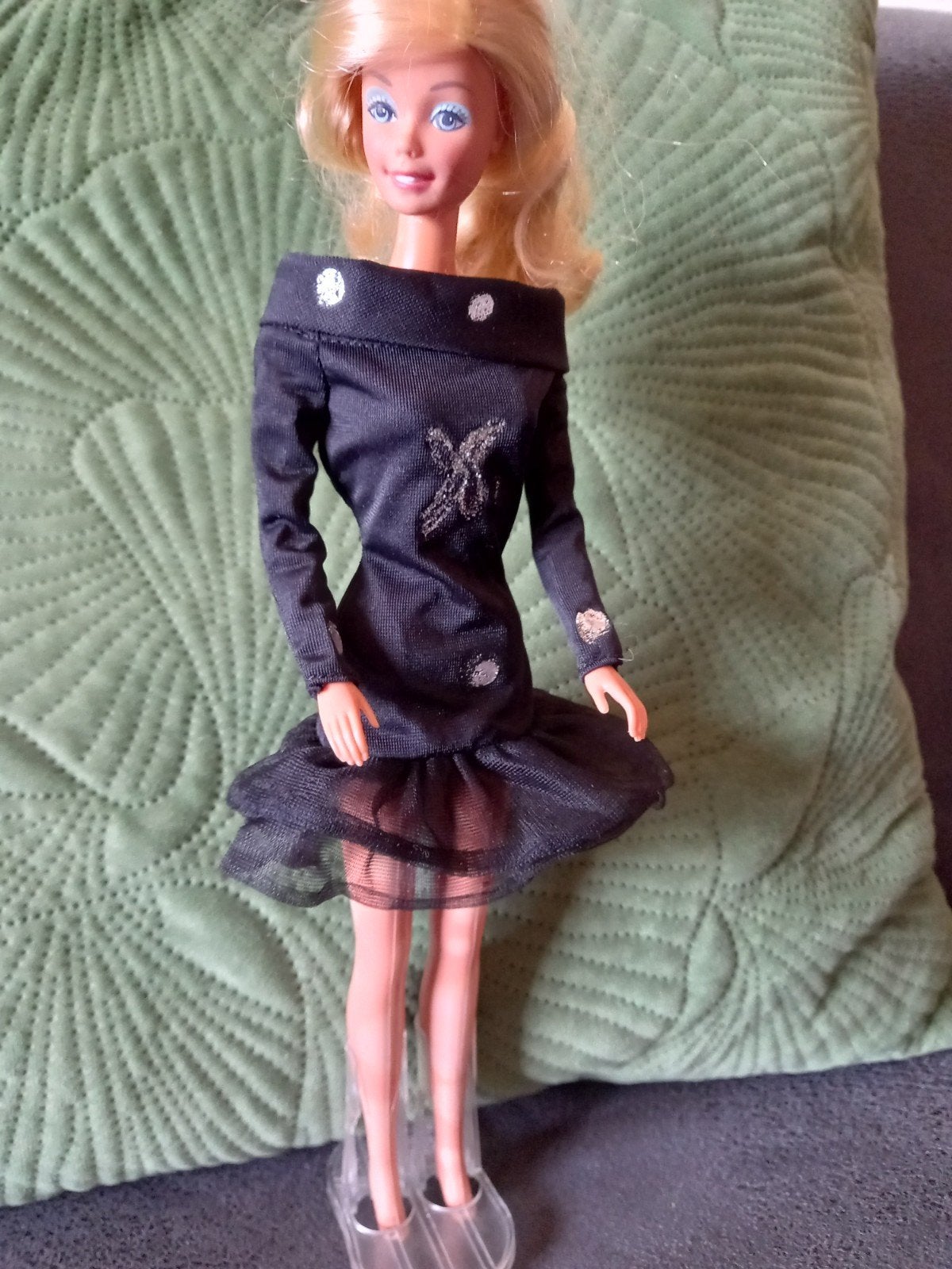 Vintage Barbie Black Dress Jurkje met paars barbie label, Verzenden, Gebruikt, Kleertjes