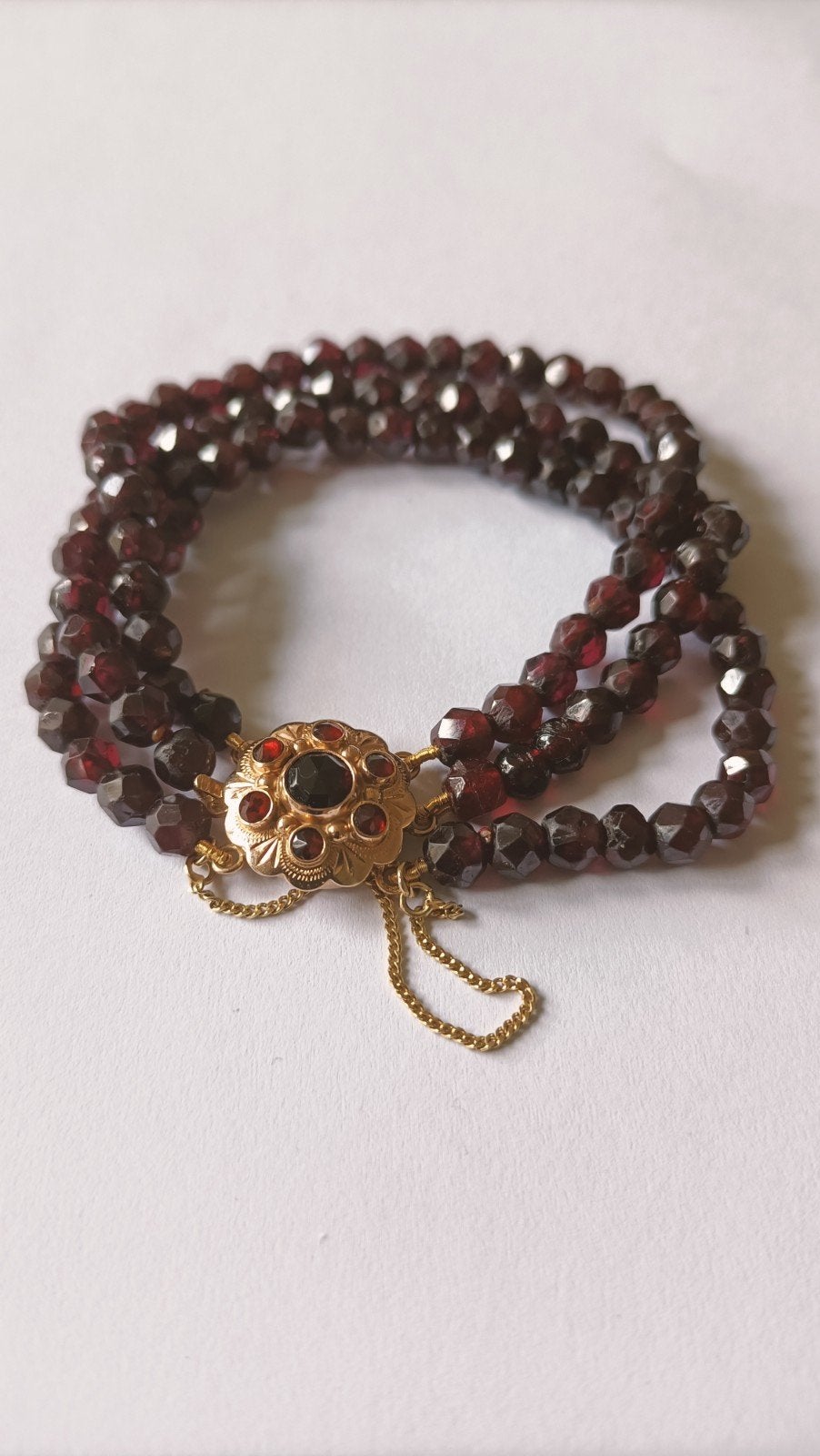Oude/antieke armband Granaat met Gouden Slot, 14 krt, Verzenden, Goud, Armband, Met edelsteen