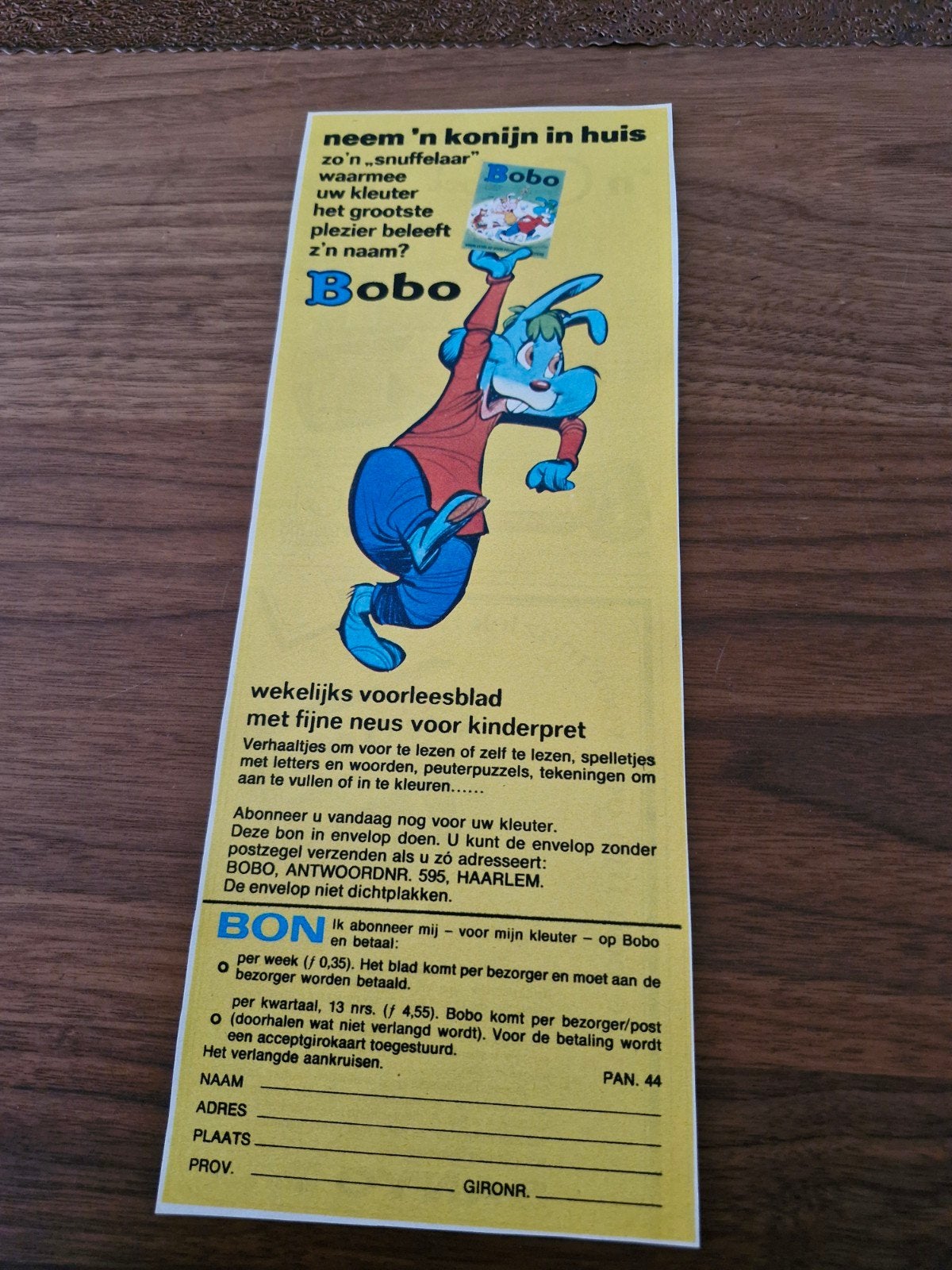 14 Vintage Bobo Voorleesblad Advertenties (32x12 cm), Ophalen of Verzenden, 1980 tot heden