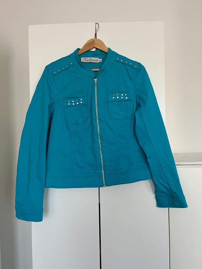 Turquoise zomerjas maat 42, Ophalen, Zo goed als nieuw, Maat 42/44 (L), Blauw