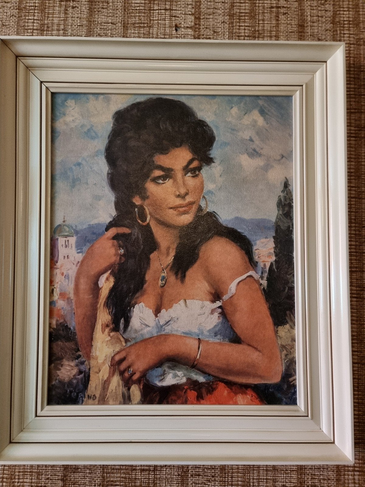 Schilderij: Portret van een vrouw in Italiaanse stijl, Antiek en Kunst, Kunst | Schilderijen | Klassiek, Ophalen of Verzenden