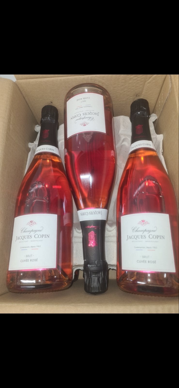 3 flessen Jacques Copin Brut Cuvée Rosé Champagne, Frankrijk, Nieuw, Ophalen of Verzenden, Champagne