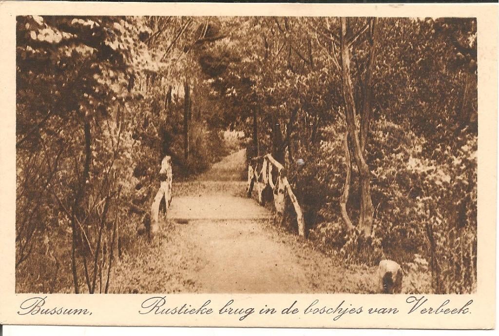 Bussum Rustieke brug in de boschjes ven Verbeek., Verzamelen, Ophalen of Verzenden, 1920 tot 1940, Ongelopen, Noord-Holland