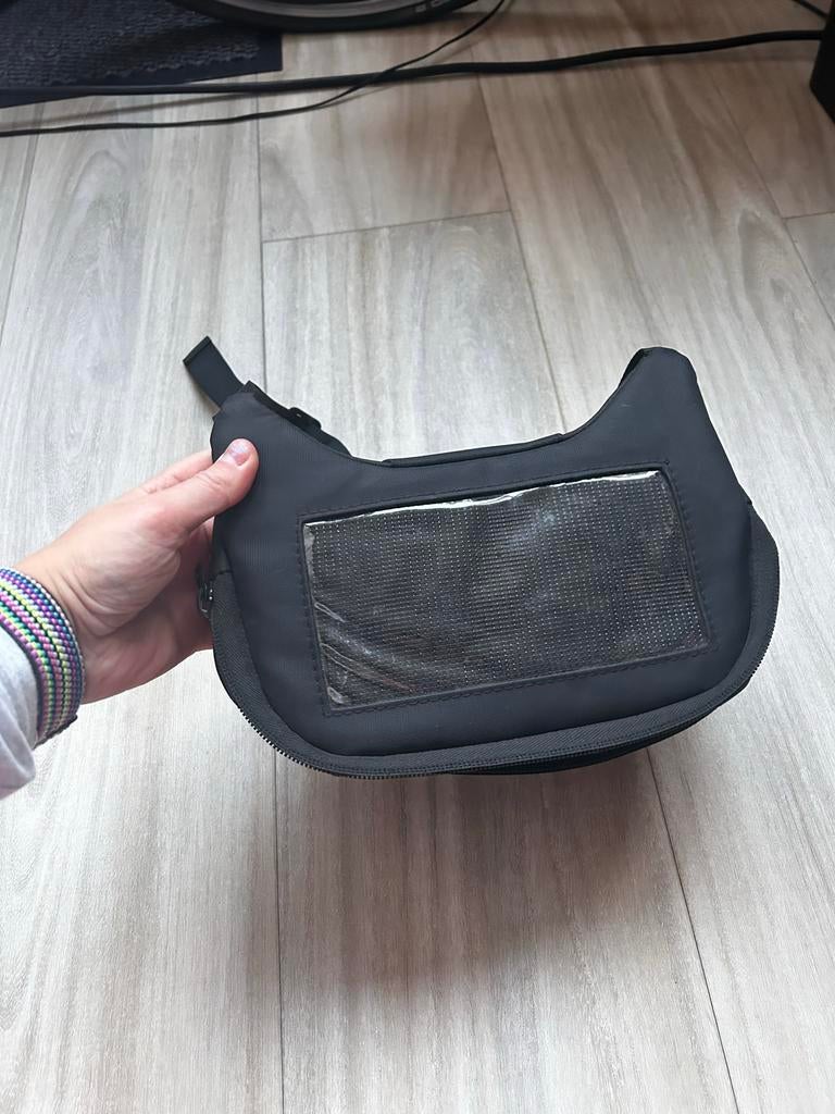 Zwarte fietstas / scootertas met transparant vak, Ophalen of Verzenden, Zo goed als nieuw