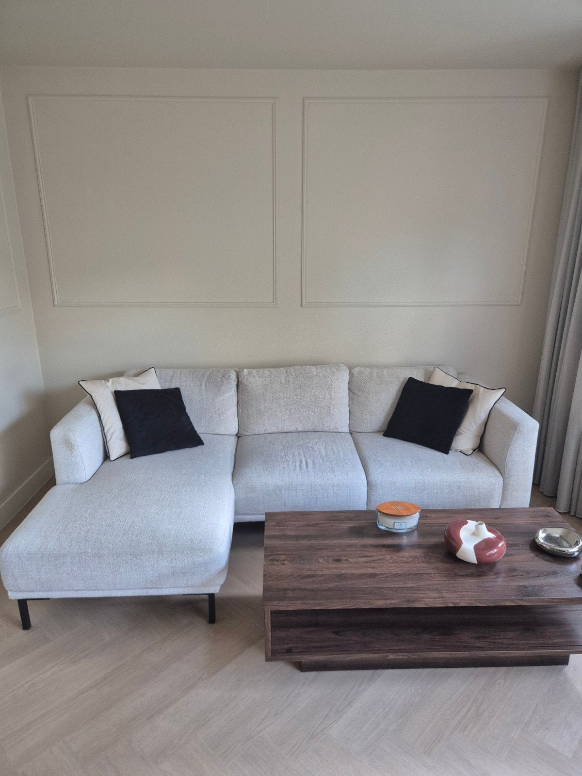Hoekbank met Chaise Longue, Ophalen, Hoekbank, Driepersoons, 75 tot 100 cm