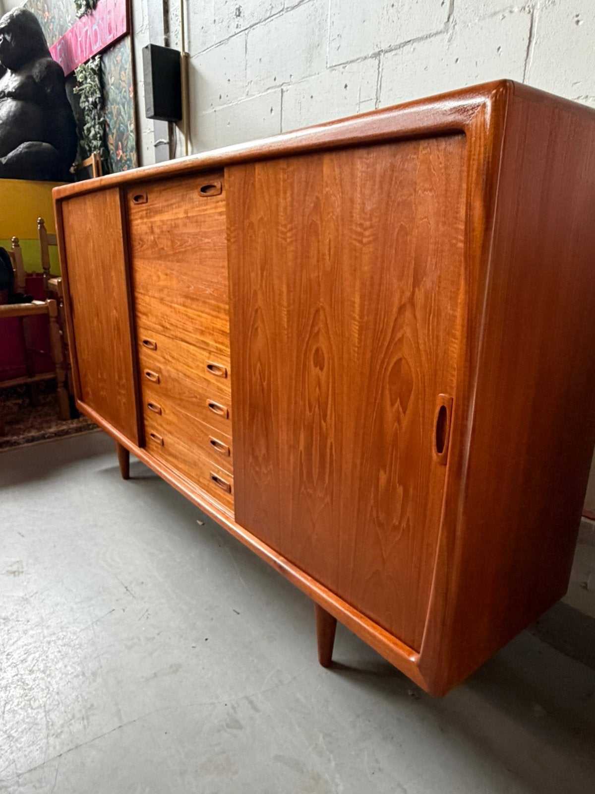 Vintage highboard deens teak hp hansen, Ophalen, Gebruikt, C, G