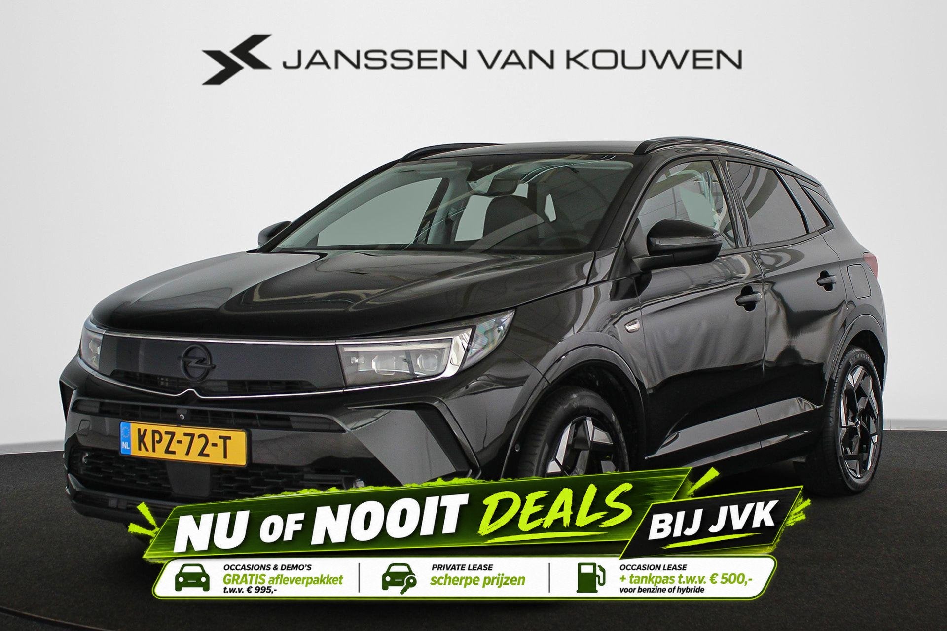 Opel Grandland 1.6 Turbo Plug-In Hybrid 4x4 GSe Stoel-Stuurv, Auto's, 4 cilinders, 1776 kg, Leder en Stof, Zwart