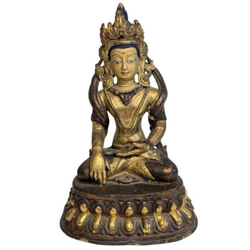 Vuurvergulde Groene Tara – Himalaya – 078, Gebruikt, 15 cm, Ophalen of Verzenden, Goud