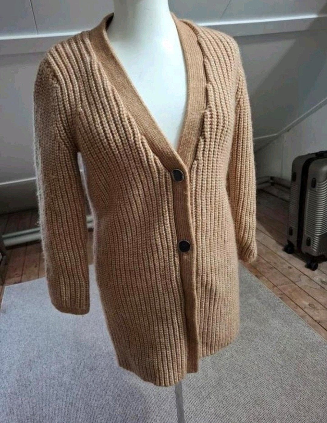 s.Oliver Black Label Lang Vest Beige Camel Gebreid Maat M, Maat 38/40 (M), Beige, Ophalen of Verzenden, Zo goed als nieuw