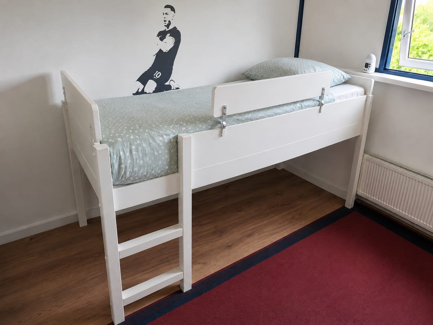 Nous halfhoogslaper bed 90x200 cm inclusief matras, Ophalen, 85 tot 100 cm, Zo goed als nieuw, 180 cm of meer