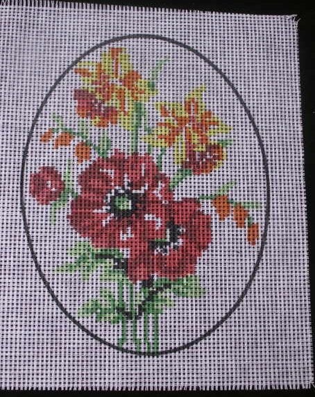 Voorbedrukt stramien rode anemonen en gele narcissen, Ophalen of Verzenden, Nieuw, Patroon