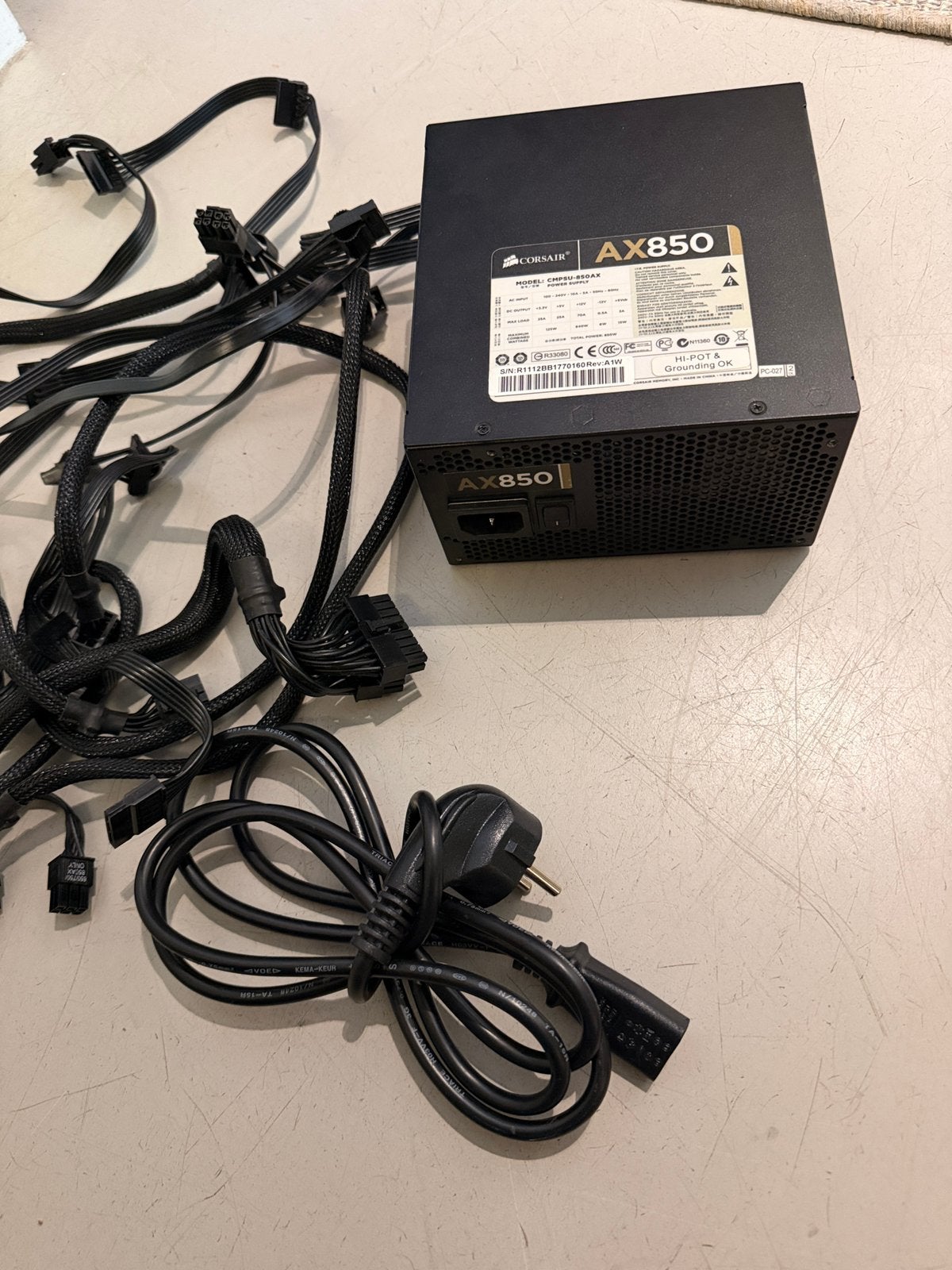 Corsair AX850 850W Voeding (80+ Gold) – Compleet met kabels, Ophalen of Verzenden