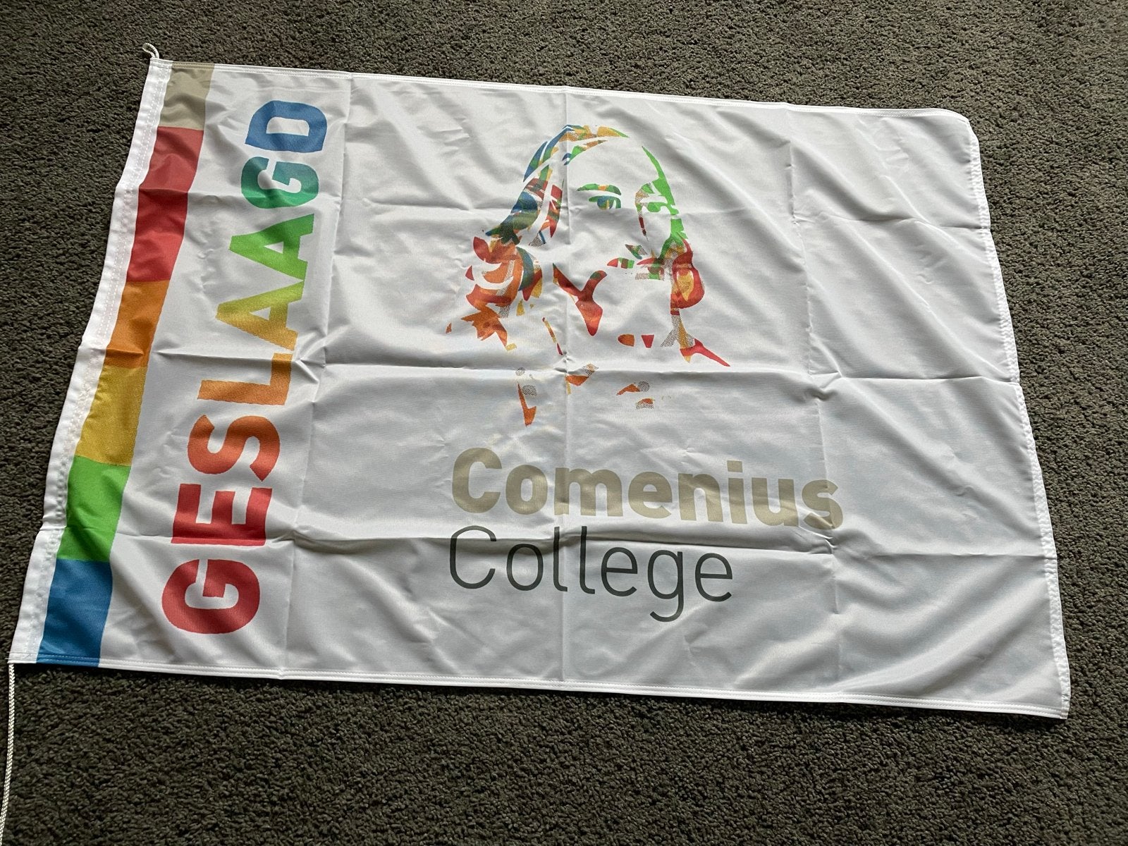 Comenius vlag geslaagd 70 x 100cm nieuw, Ophalen of Verzenden