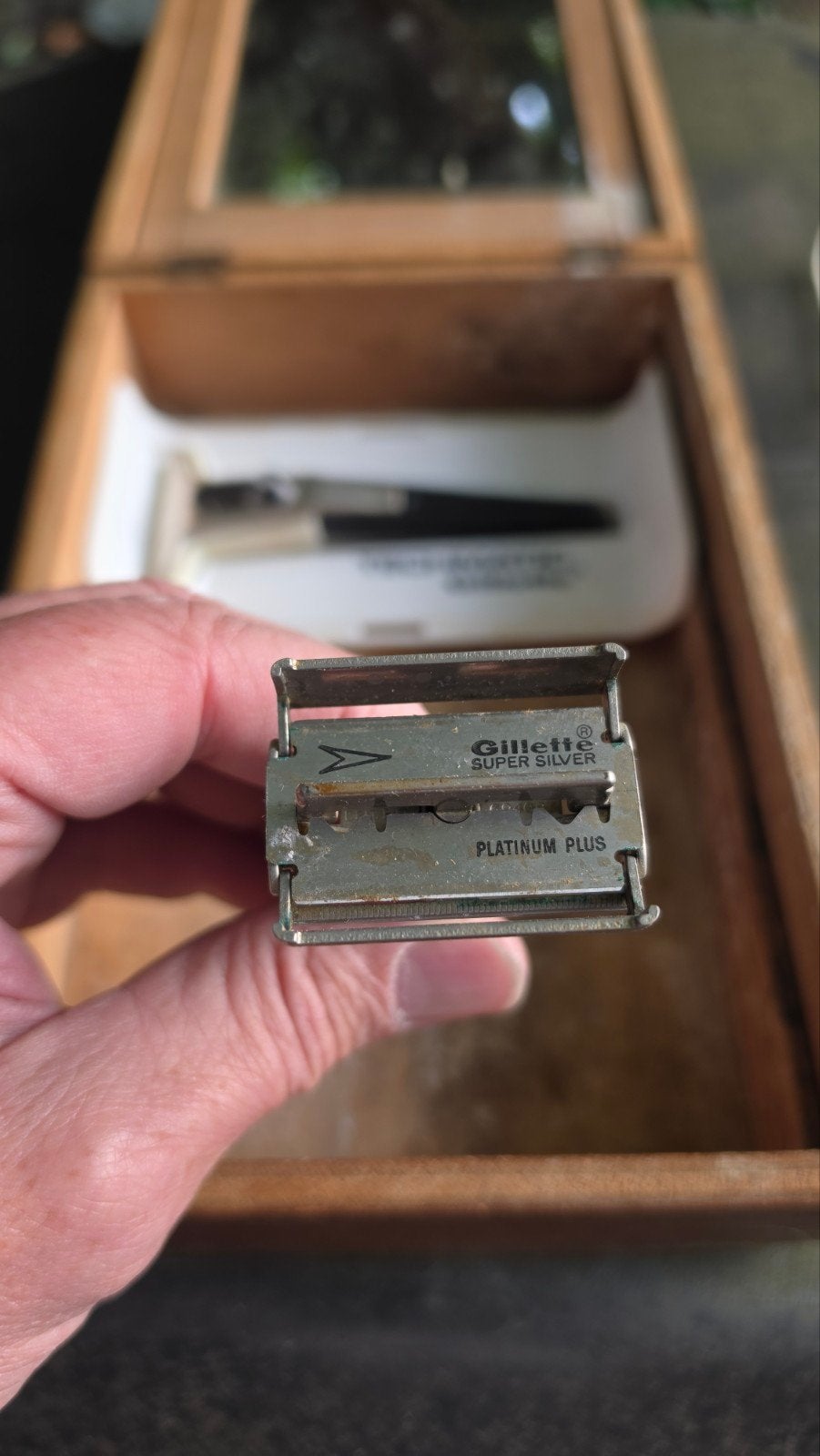 Vintage Gillette Super Silver Platinum Plus scheermes, Ophalen of Verzenden