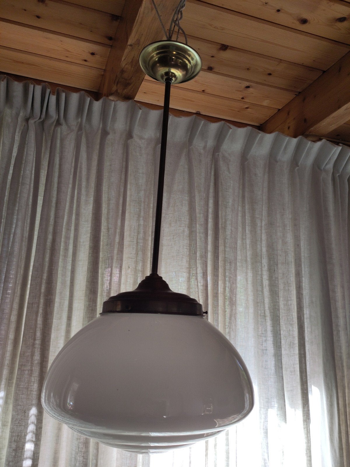 Vintage hanglamp melkglas, Ophalen, Gebruikt, Glas