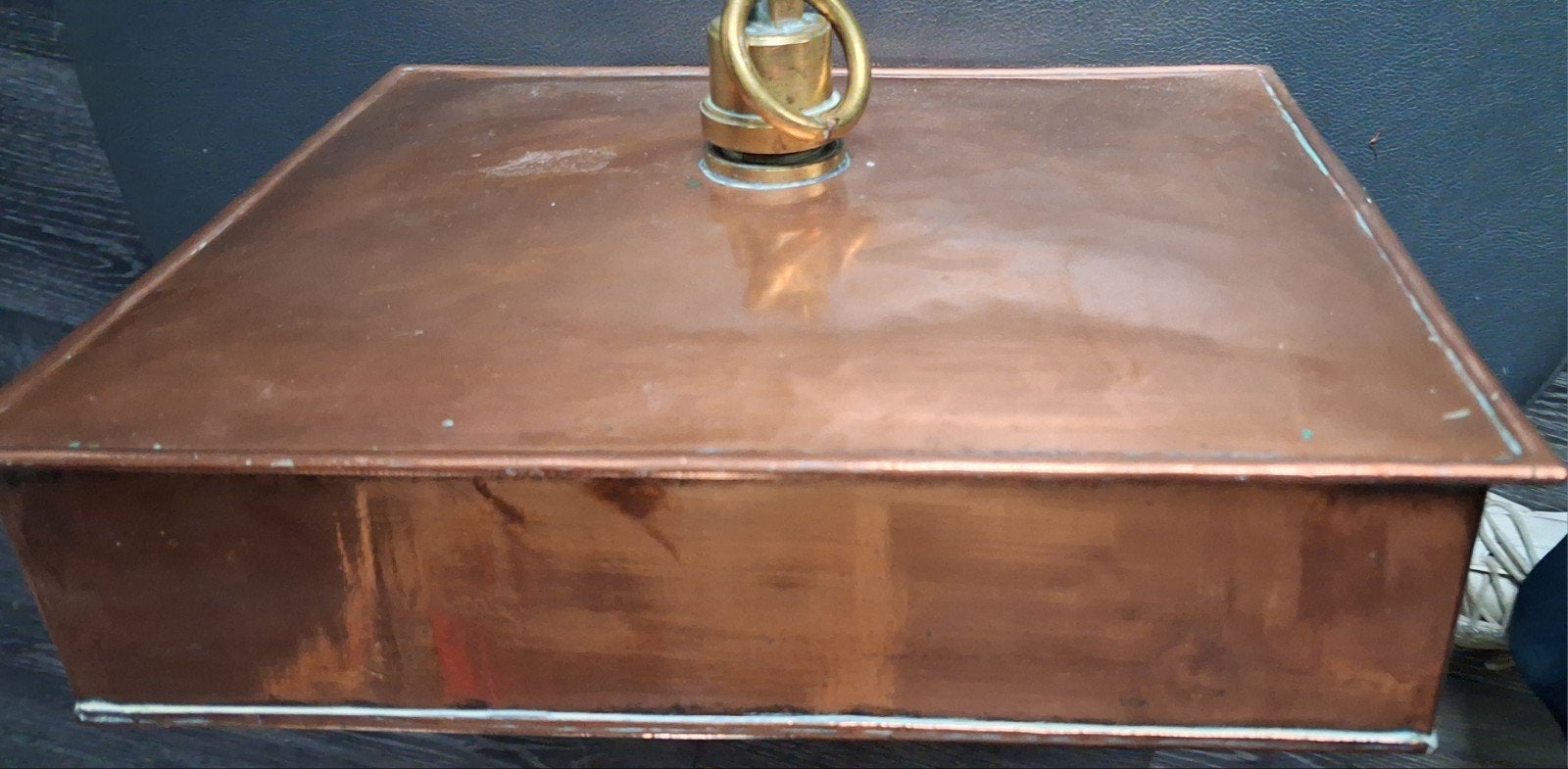 Antieke koperen kruik met messing sluiting, Ophalen of Verzenden, Koper