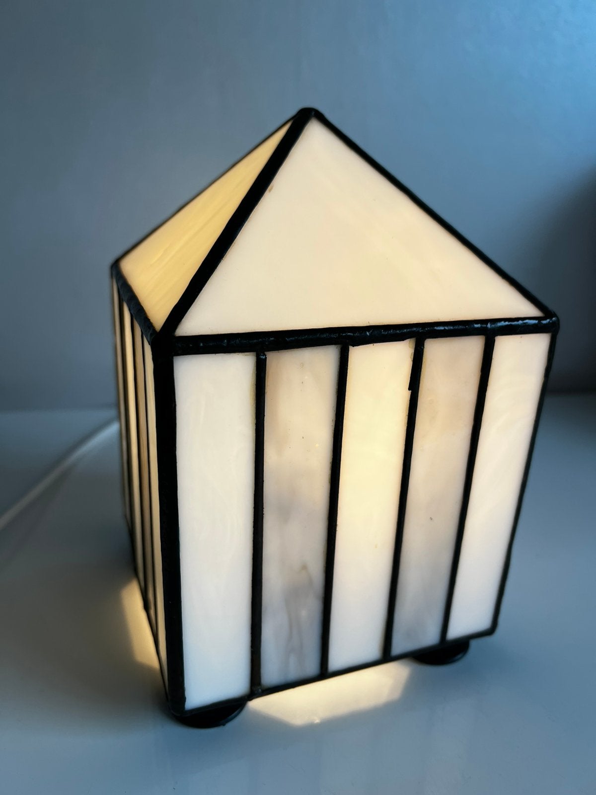 Vintage Honsel Leuchten Tiffany Tafellamp Wit Strandhuis 80s, Tiffany lamp, Vintage, Wit, Ophalen of Verzenden