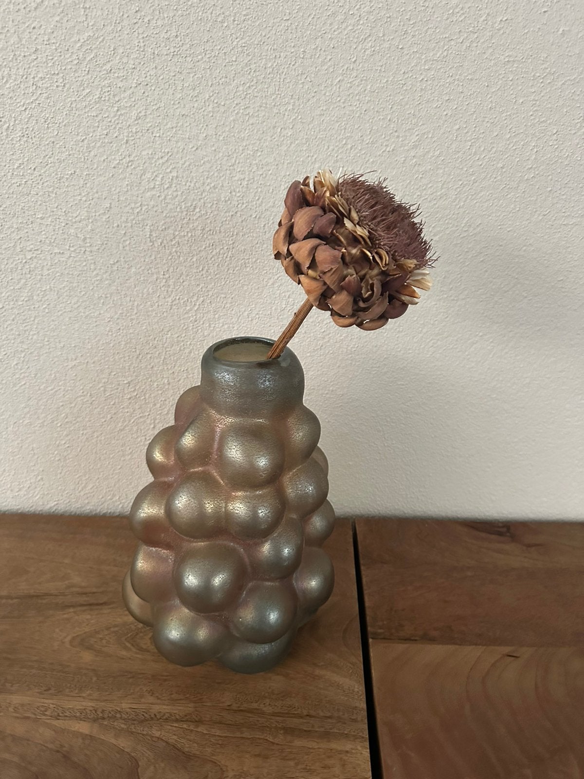 BUBBLE 2 GOLDEN GLASS vaas, Huis en Inrichting, Woonaccessoires | Vazen, Ophalen, Overige kleuren, Minder dan 50 cm, Glas