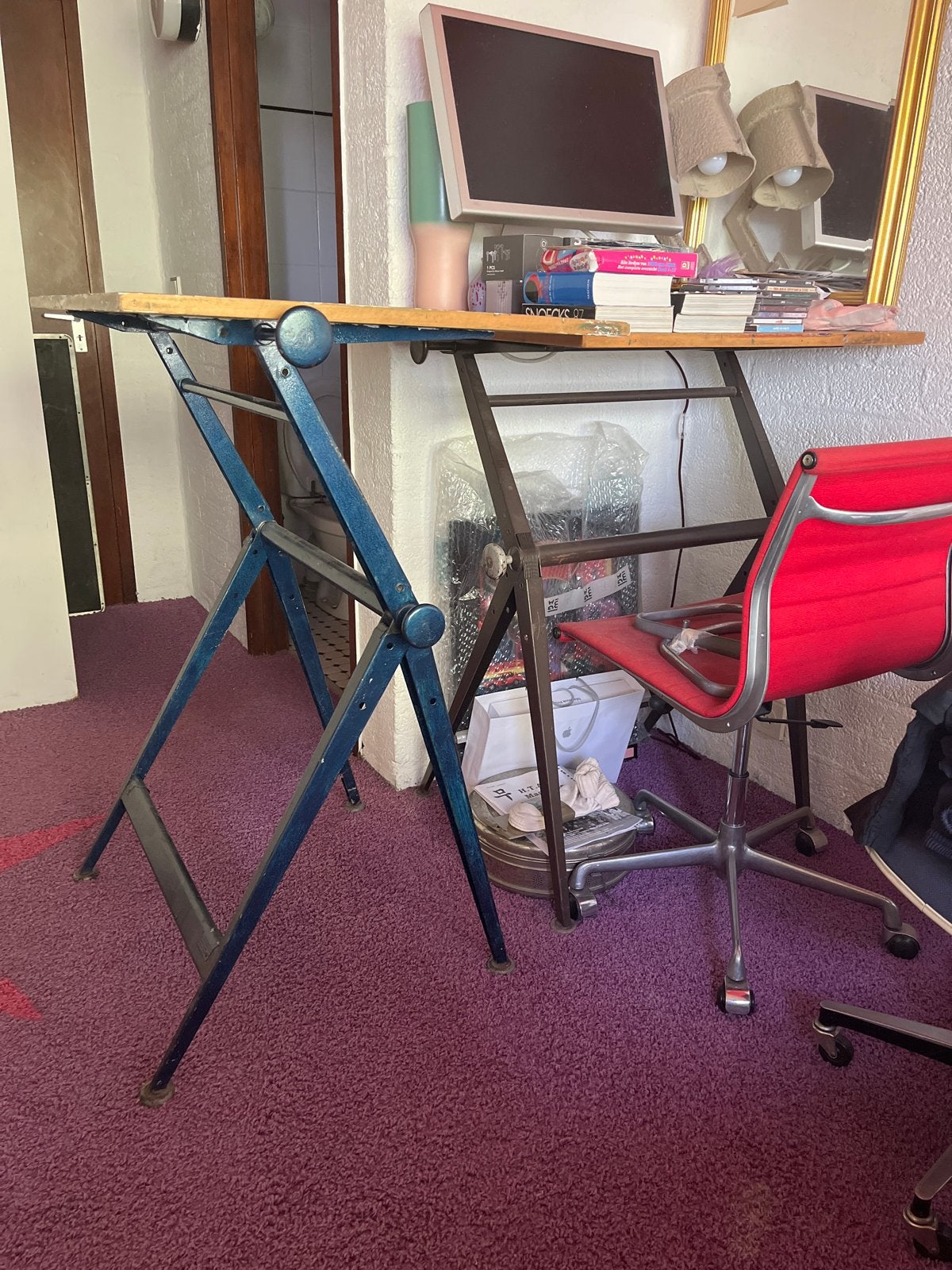 Vintage Friso Kramer opklapbaar (sta) bureau, Ophalen, Gebruikt, Hout, A