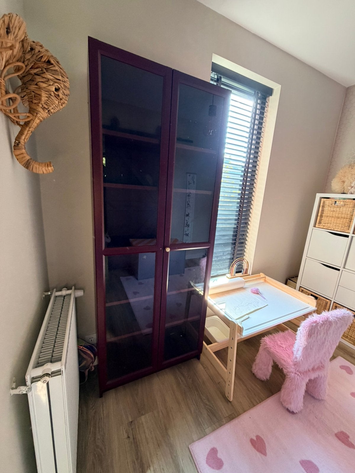 IKEA BILLY/OXBERG boekenkast bordeauxrood met glazen deuren, Huis en Inrichting, Ophalen, 200 cm of meer, 50 tot 100 cm, Zo goed als nieuw