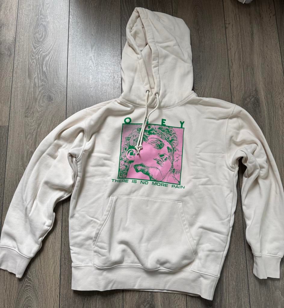 Obey Hoodie Crème Maat S, Kleding | Heren, Ophalen of Verzenden, Zo goed als nieuw, Maat 46 (S) of kleiner, Beige