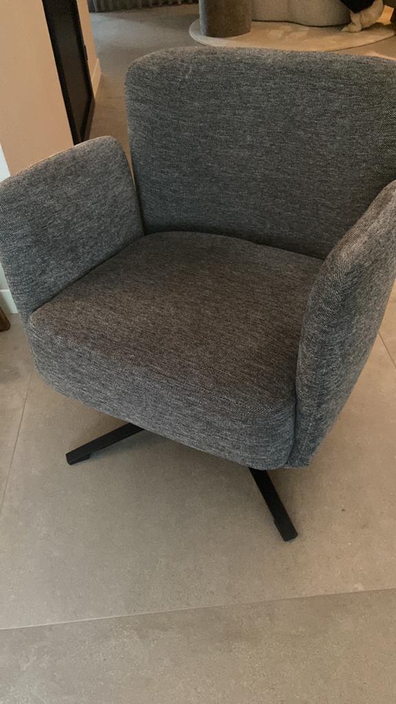 Draaifauteuil gemêleerd grijs  zwart onderstel, Huis en Inrichting, Fauteuils, Ophalen, Gebruikt, 75 tot 100 cm, Stof