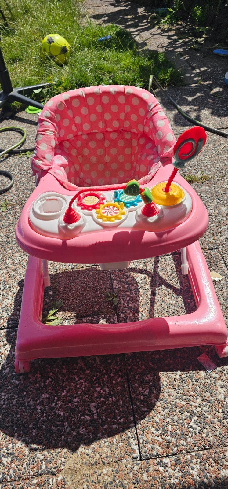 Roze baby loopstoel met speelgoed, Ophalen, Gebruikt