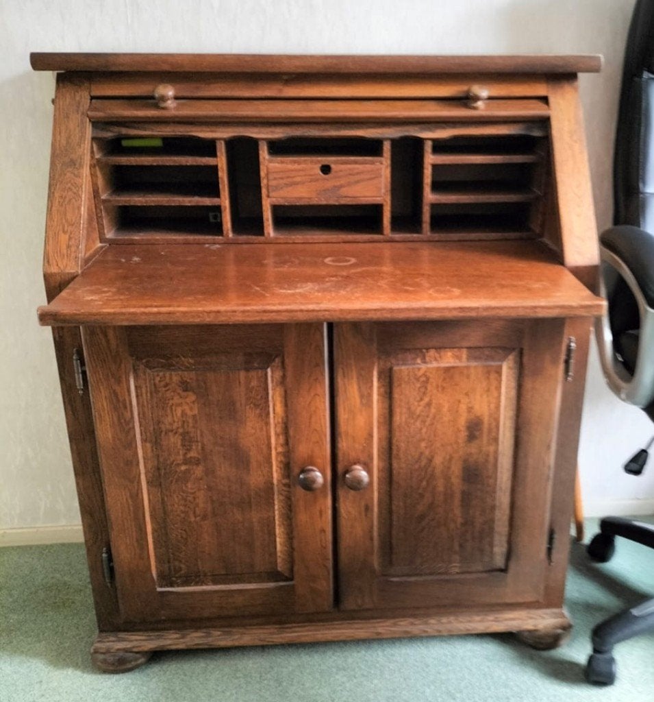 secretaire (eiken), Huis en Inrichting, Kasten | Secretaires, Ophalen, Gebruikt, Klassiek