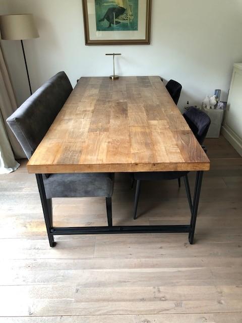 tafel en bank/stoelen, Ophalen, 75 tot 100 cm, Zo goed als nieuw, Rechte bank