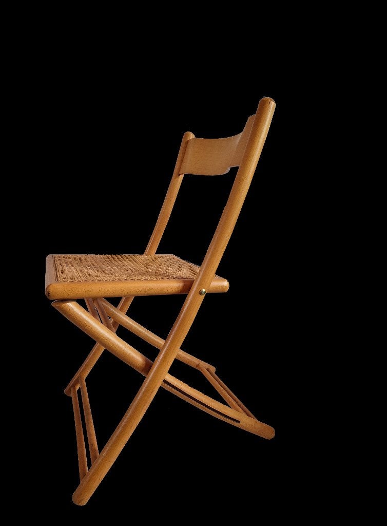 Prachtige vintage klapstoel met webbing, Ophalen, Gebruikt, Overige kleuren, Hout