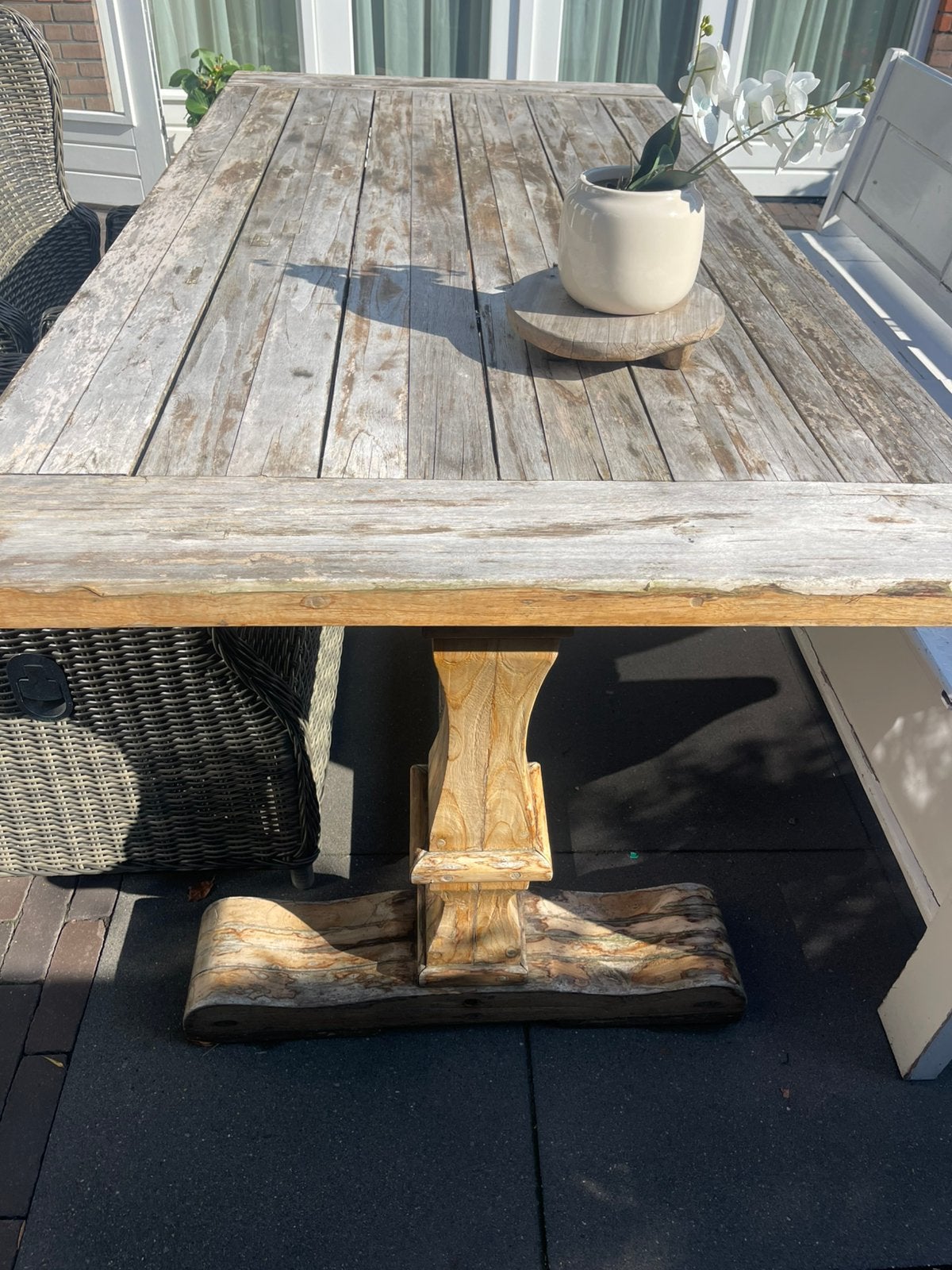 Klooster tuintafel, Ophalen, Gebruikt, Rechthoekig, Hout