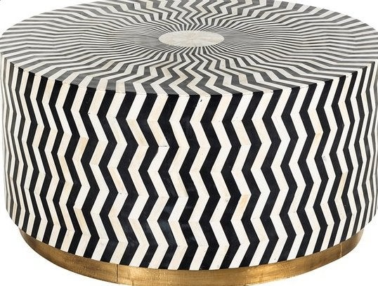 Richmond Interiors Bliss salontafel — zwart/wit — Ø91, Ophalen, Rond, 200 cm of meer, 50 tot 100 cm